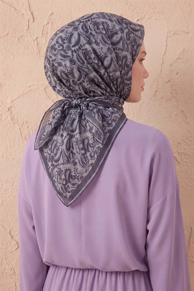 Soft Eşarp Şal Motif Gümüş 90x90