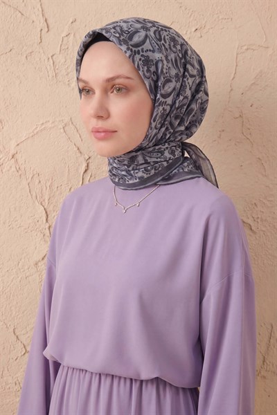 Soft Eşarp Şal Motif Gümüş 90x90