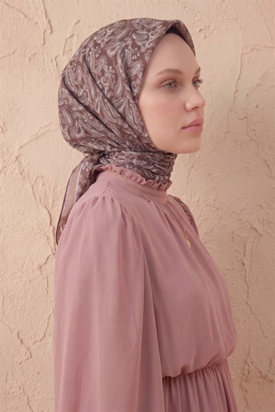 Soft Eşarp Şal Motif Kahverengi 90x90