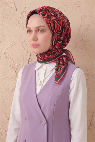 Soft Eşarp Şal Motif Kırmızı 90x90