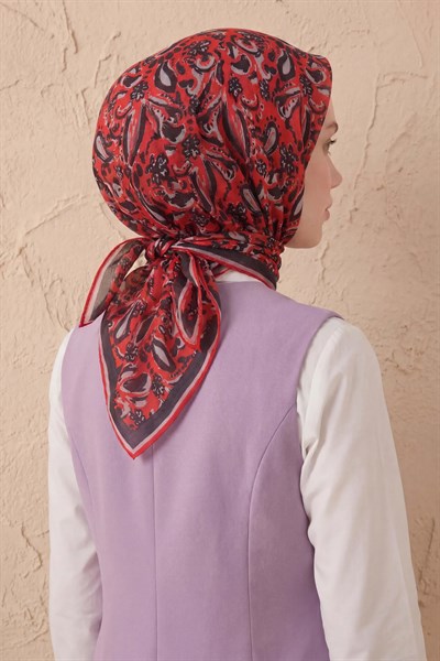 Soft Eşarp Şal Motif Kırmızı 90x90