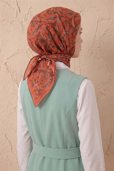 Soft Eşarp Şal Motif Koyu Kahve 90x90