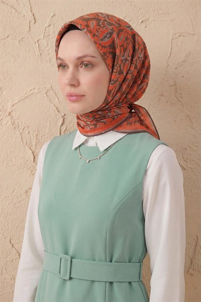 Soft Eşarp Şal Motif Koyu Kahve 90x90