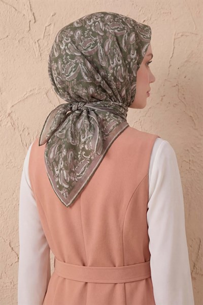 Soft Eşarp Şal Motif Koyu Yeşil 90x90