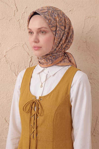 Soft Eşarp Şal Motif Krem 90x90