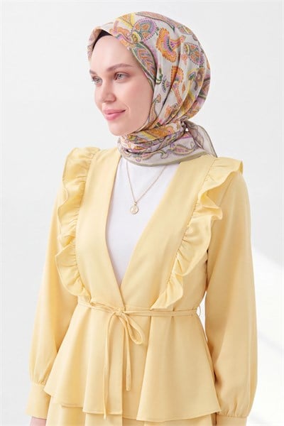 Soft Eşarp Şal Motif Krem