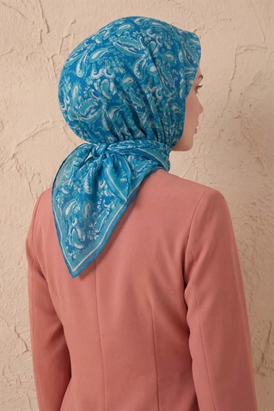 Soft Eşarp Şal Motif Mavi 90x90