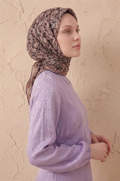 Soft Eşarp Şal Motif Mocha Mousse 90x90