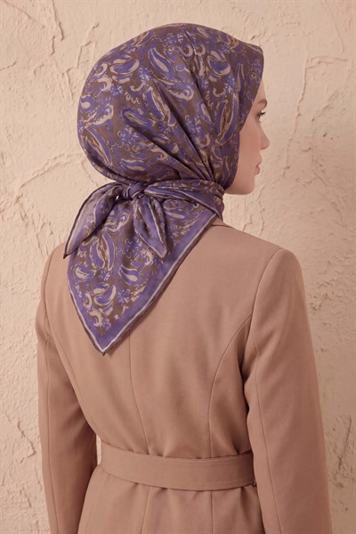 Soft Eşarp Şal Motif Mor 90x90
