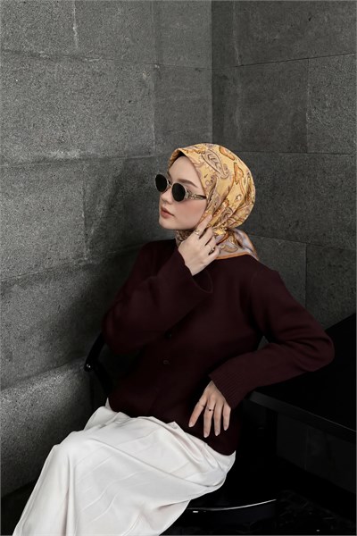 Soft Eşarp Şal Motif Pastel Sarı