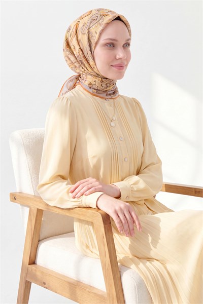 Soft Eşarp Şal Motif Pastel Sarı