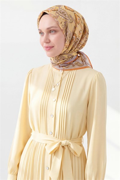 Soft Eşarp Şal Motif Pastel Sarı