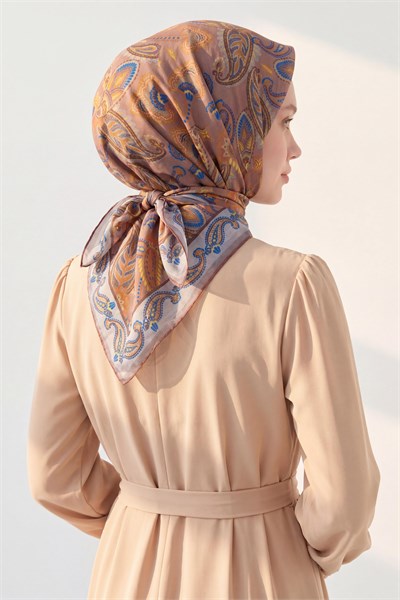 Soft Eşarp Şal Motif Pudra Vizon