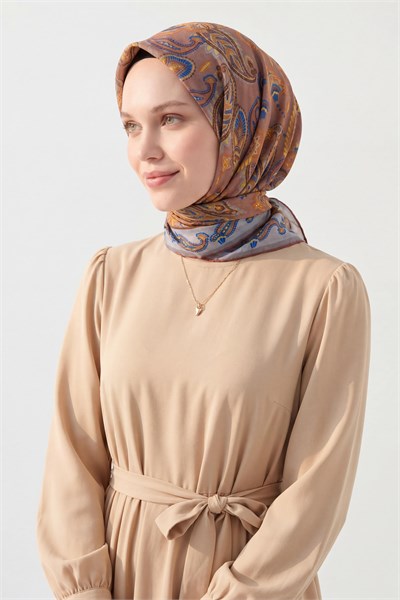 Soft Eşarp Şal Motif Pudra Vizon