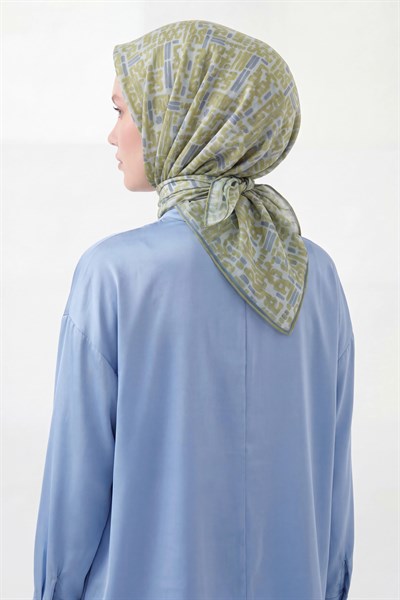 Soft Eşarp Soyut Fıstık Yeşil