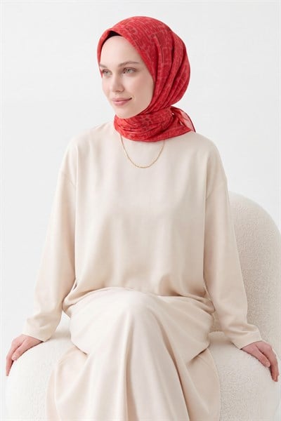 Soft Eşarp Soyut Fuşya