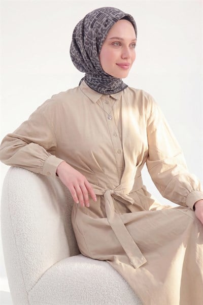 Soft Eşarp Soyut Koyu Gri