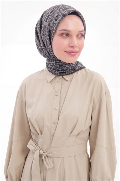 Soft Eşarp Soyut Koyu Gri