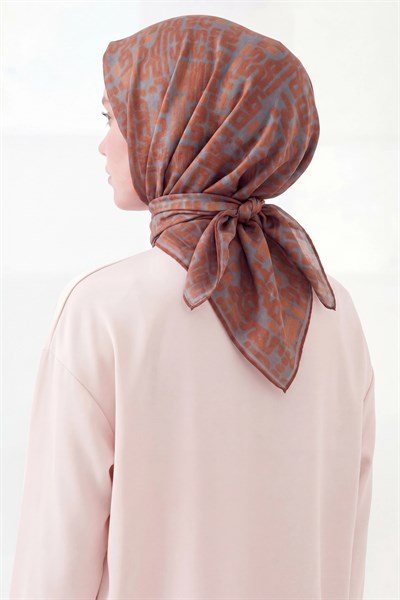 Soft Eşarp Soyut Koyu Turuncu