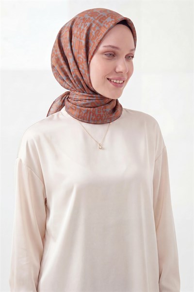 Soft Eşarp Soyut Koyu Turuncu