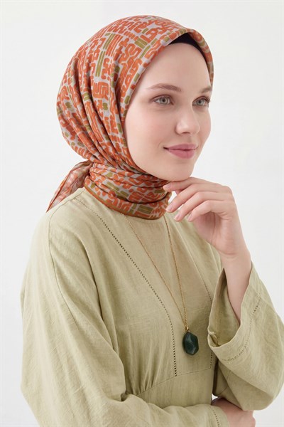 Soft Eşarp Soyut Turuncu