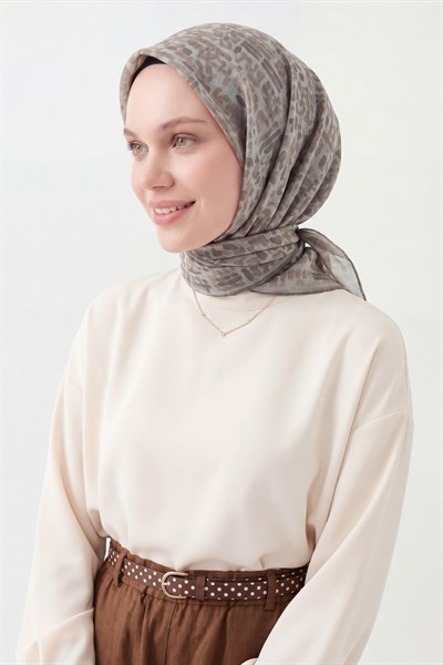 Soft Eşarp Soyut Vizon