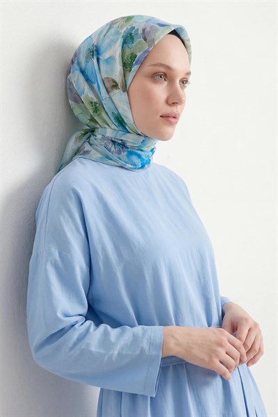Soft Eşarp Suluboya Gök Mavi 90x90