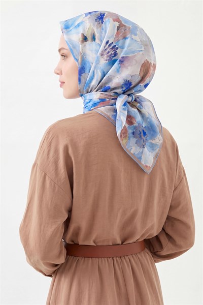 Soft Eşarp Suluboya Gümüş 90x90