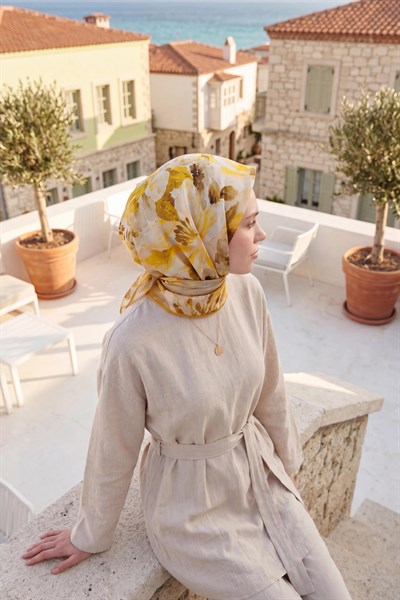Soft Eşarp Suluboya Hardal 90x90