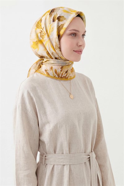 Soft Eşarp Suluboya Hardal 90x90