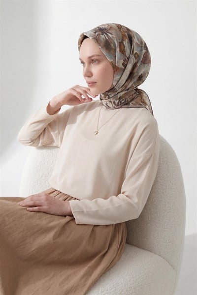Soft Eşarp Suluboya Koyu Vizon 90x90
