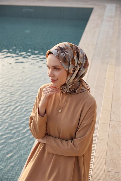 Soft Eşarp Suluboya Koyu Vizon 90x90