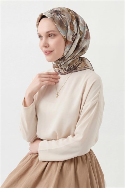 Soft Eşarp Suluboya Koyu Vizon 90x90
