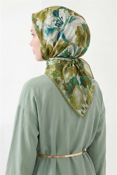 Soft Eşarp Suluboya Parlak Yeşil 90x90