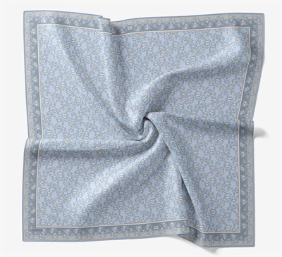 Soft Eşarp Yaprak Desen Bebe Mavi 90x90