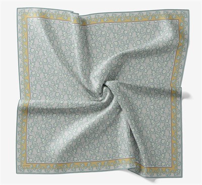 Soft Eşarp Yaprak Desen Buz Mavisi 90x90