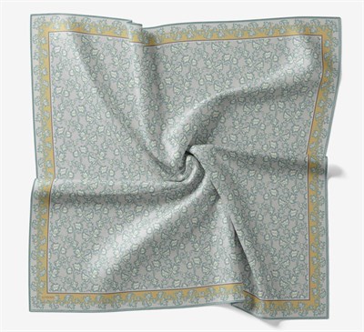 Soft Eşarp Yaprak Desen Buz Mavisi 90x90