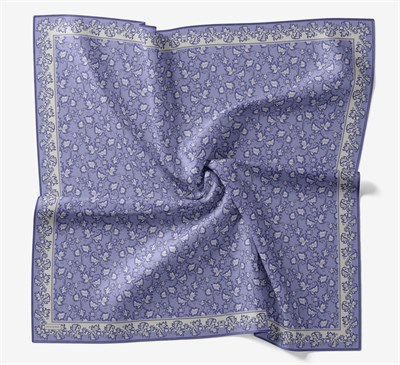 Soft Eşarp Yaprak Desen Gök Mavi 90x90