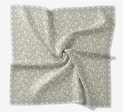 Soft Eşarp Yaprak Desen Krem Rengi 90x90