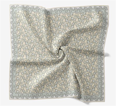 Soft Eşarp Yaprak Desen Krem Rengi 90x90