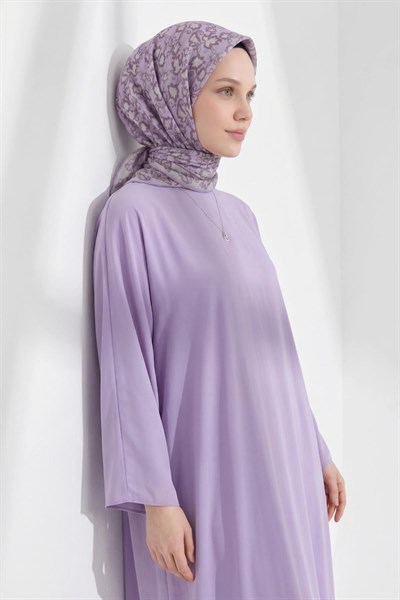 Soft Eşarp Yaprak Desen Lila 90x90