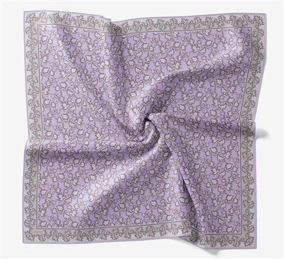Soft Eşarp Yaprak Desen Lila 90x90