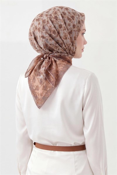 Soft Eşarp Yaprak Desen Taş 90x90