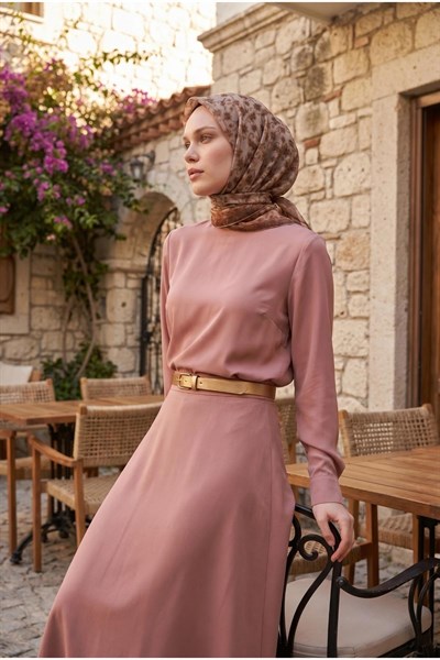 Soft Eşarp Yaprak Desen Taş 90x90