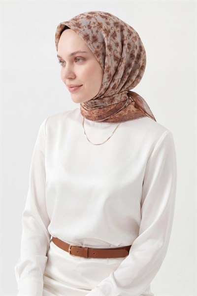 Soft Eşarp Yaprak Desen Taş 90x90
