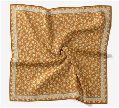 Soft Eşarp Yaprak Desen Turuncu 90x90