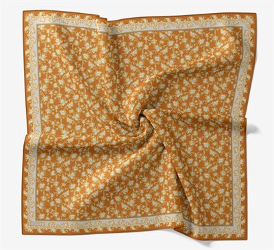 Soft Eşarp Yaprak Desen Turuncu 90x90