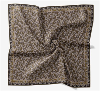 Soft Eşarp Yaprak Desen Yeşil Kahve 90x90