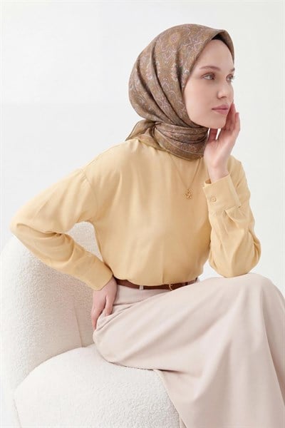 Soft Eşarp Yeşil Kahve 90x90
