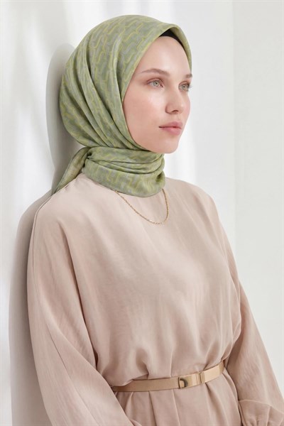 Soft Eşarp Zincir Desen Fıstık Yeşili 90x90